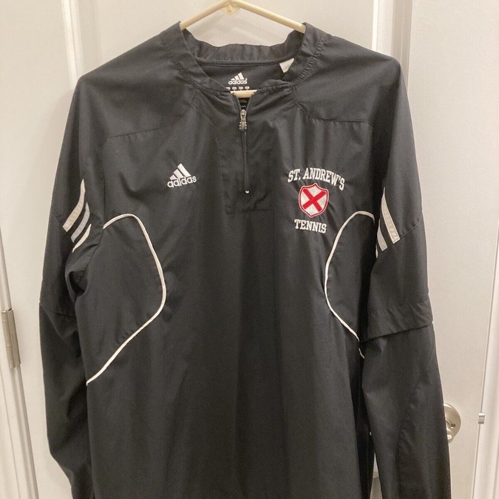 Adidas Lightweight Windbreaker Jacket Sz S Removable Sleeves 1/4 Zip Bla…